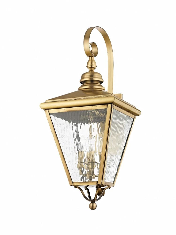 Livex 2036-01 Transitional Four Light Outdoor Wall Lantern from Cambridge Collection Finish, Antique Brass