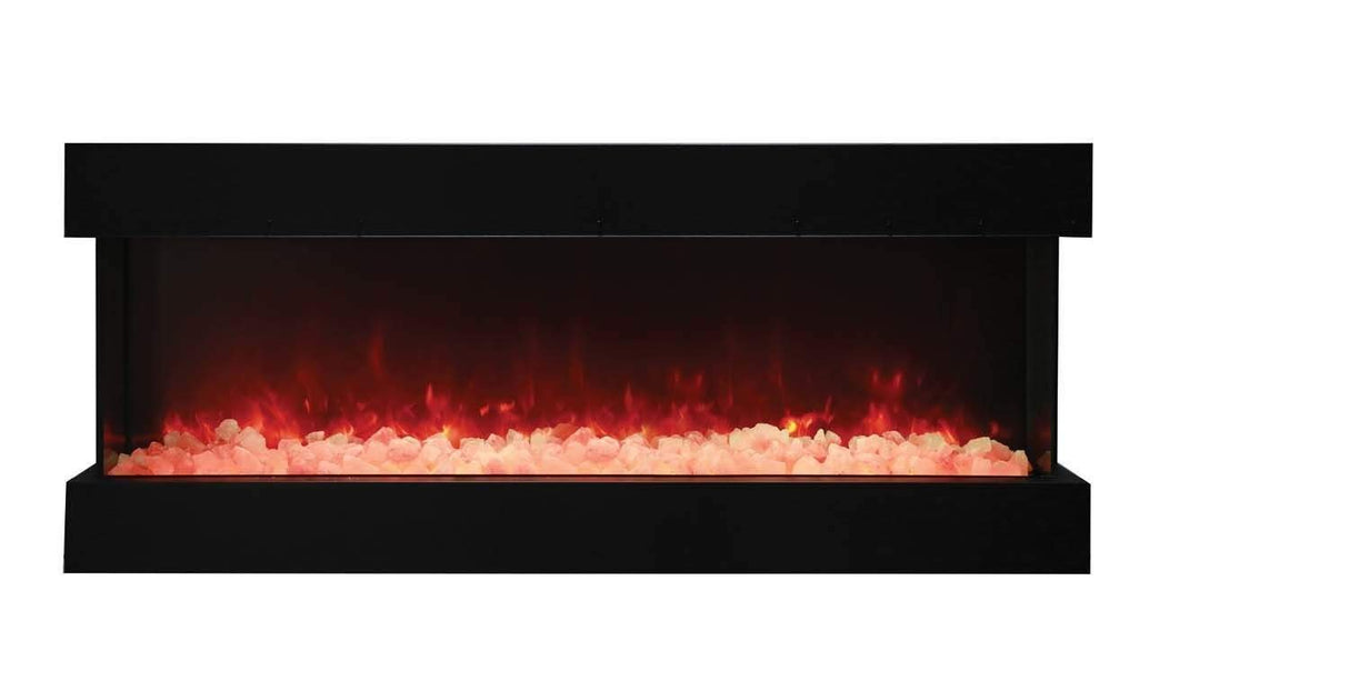 Amantii 60-TRV-SLIM Trv View Slim Smart Electric - 60" Indoor / Outdoor WiFi Enabled 3 Sided Fireplace Featuring a depth of 10 5/8", MultiFunction Remote Control, Multi Speed Flame Motor, and a 10 piece Birch Log Set