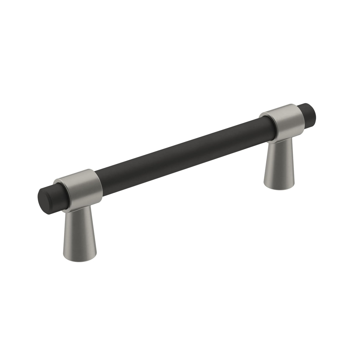 Amerock Cabinet Pull Matte Black/Satin Nickel 3-3/4 inch (96 mm) Center-to-Center Mergence 1 Pack Drawer Pull Cabinet Handle Cabinet Hardware