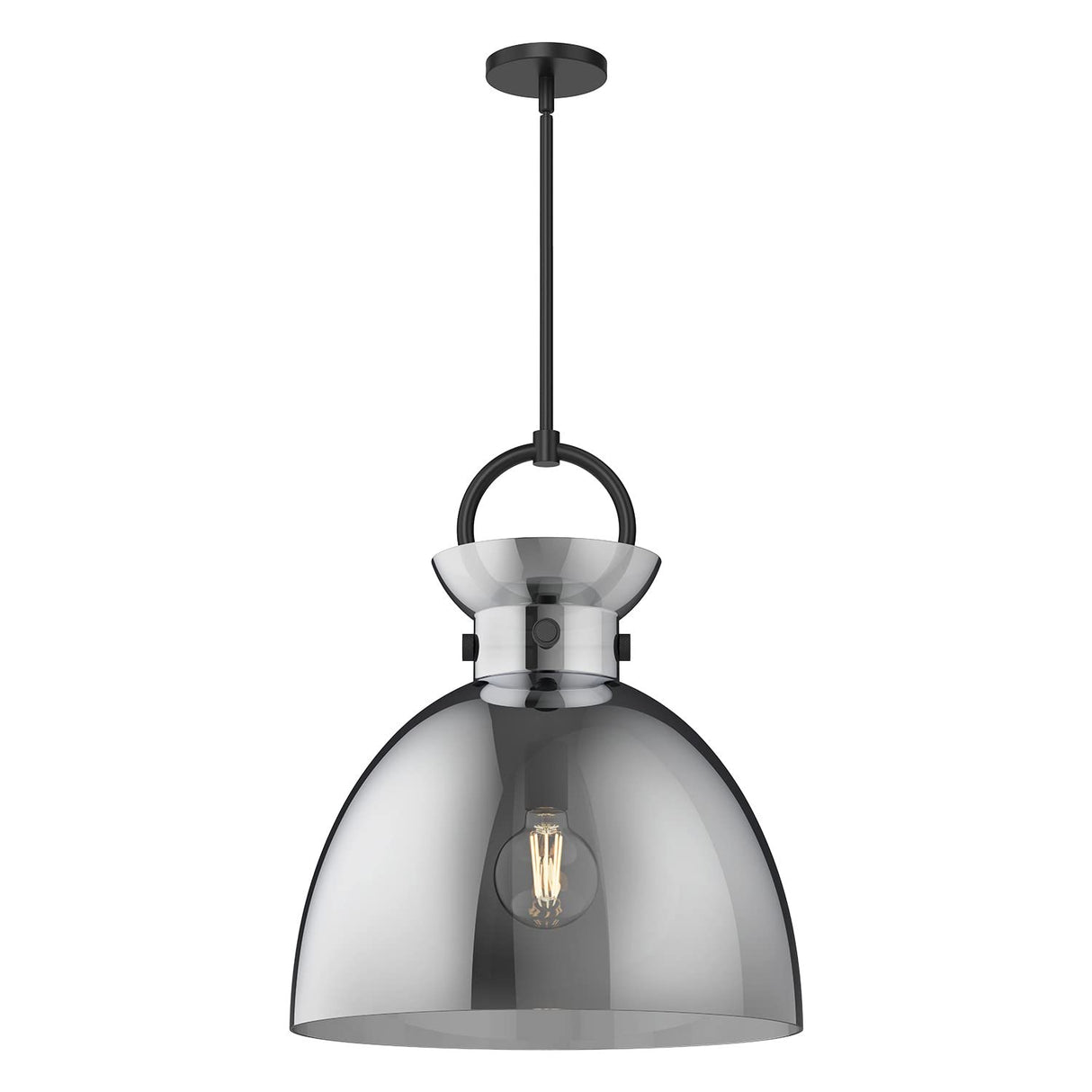 Alora PD411818MBSM WALDO 18" PENDANT MATTE BLACK SMOKED GLASS E26 60W