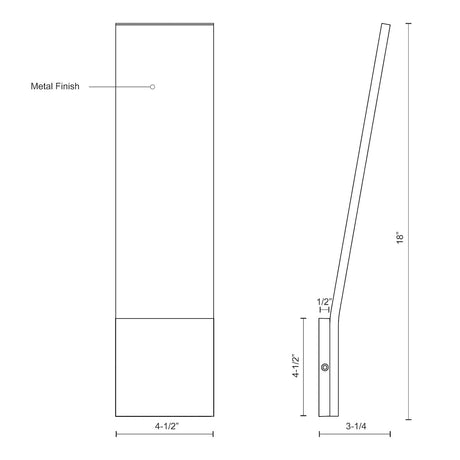 Kuzco EW7918-GH NEVIS 18" EW Graphite 120V ELV LED 3000K 90CRI 16W