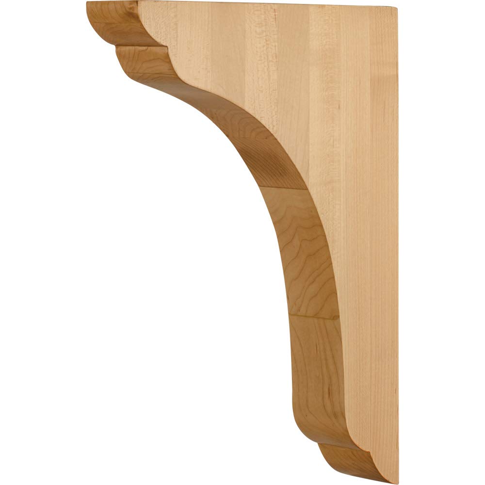 Hardware Resources COR46-3-HMP 1-3/4" W x 9" D x 12" H Hard Maple Scalloped End Corbel