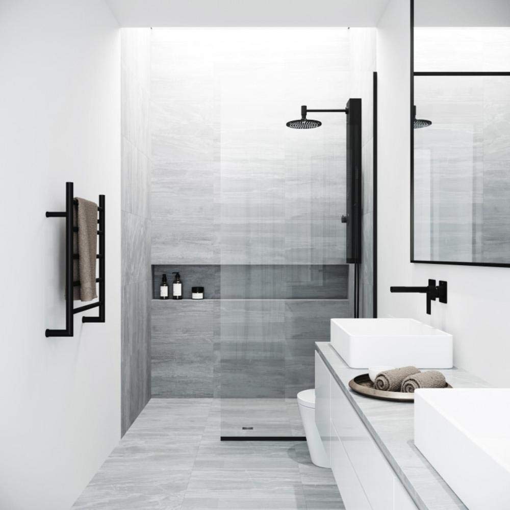 VIGO Zenith Fixed Glass Shower Wall Panels | Frameless Tempered Shower Glass Panel for Open Walk-in Bathroom (3" L x 34.125" W x 74" H) | Clear Glass Shower Panel with Matte Black Hardware Finish