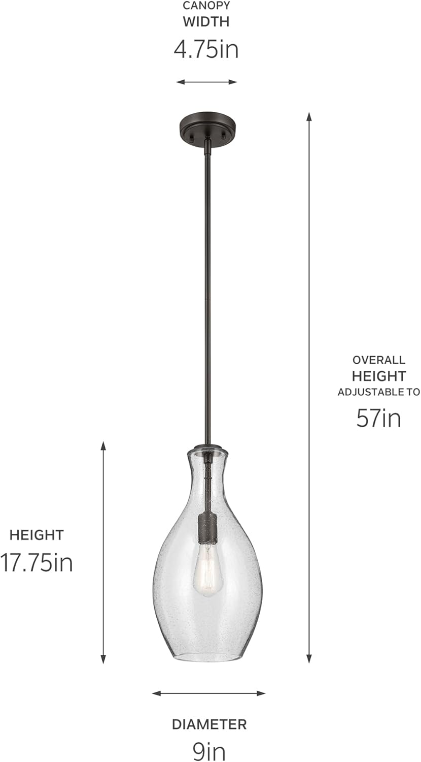 Kichler Lighting Everly 17.75" 1 Light Hour Glass Pendant Clear Glass Olde Bronze 42047OZ
