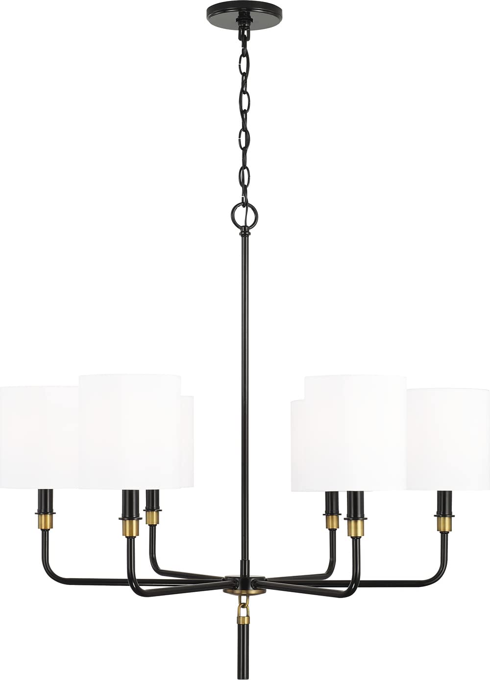 Capital Lighting 441961YA-702 Beckham 6 Light Chandelier Glossy Black and Aged Brass