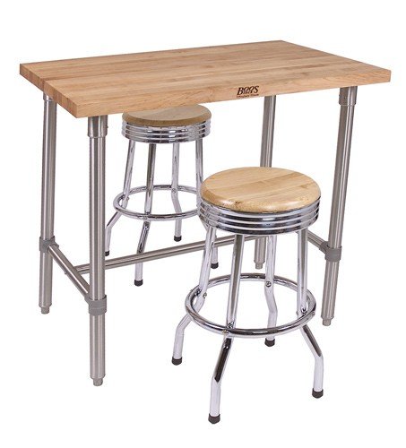John Boos CUCNB08C Cucina Americana Classico Prep Table with Wood Top Size: 48" W x 30" D 36" H, Casters: Included