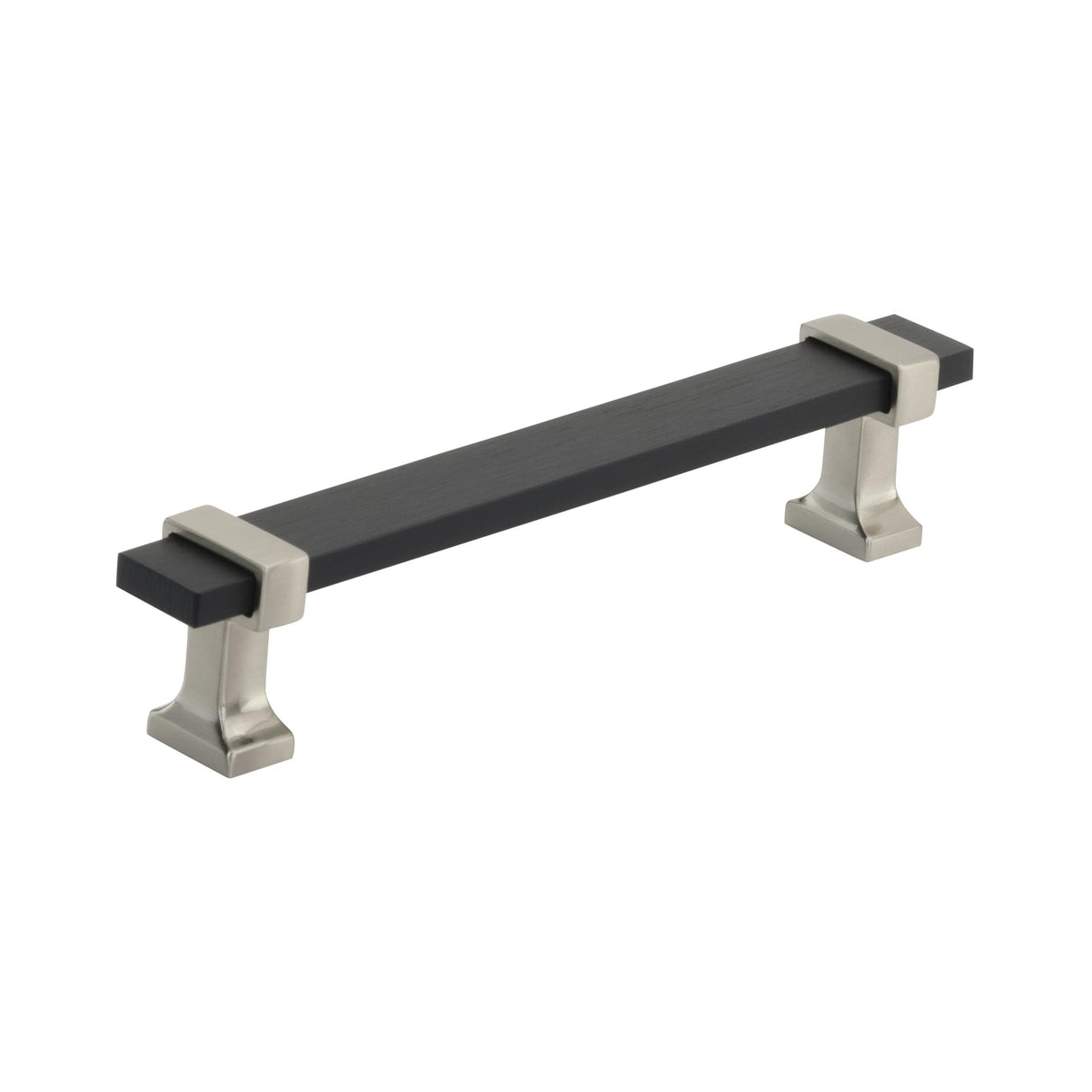 Amerock Cabinet Pull Brushed Matte Black/Satin Nickel 5-1/16 inch (128 mm) Center to Center Overton 1 Pack Drawer Pull Drawer Handle Cabinet Hardware