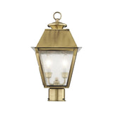 Livex Lighting 2166-01 Transitional Two Light Outdoor Post Lantern from Mansfield Collection Finish, 9.00 inches, 16.50x9.00x9.00, Antique Brass