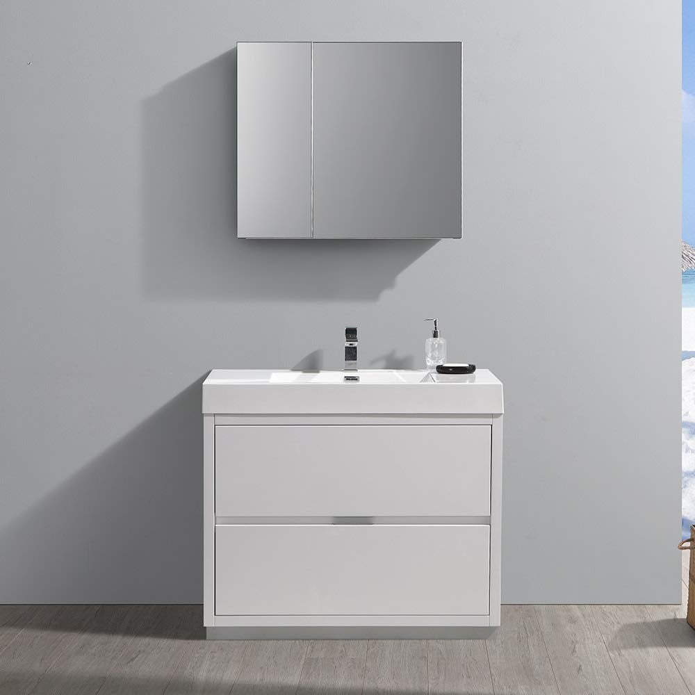 Fresca FVN8442GO Fresca Valencia 40" Gray Oak Free Standing Modern Bathroom Vanity w/ Medicine Cabinet
