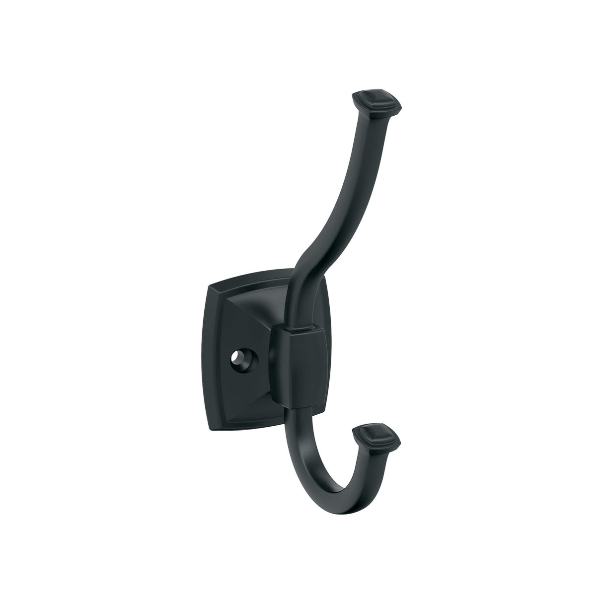 Amerock H37002MB Kinsale Double Prong Decorative Wall Hook Matte Black Hook for Coats, Hats, Backpacks, Bags Hooks for Bathroom, Bedroom, Closet, Entryway, Laundry Room, Office