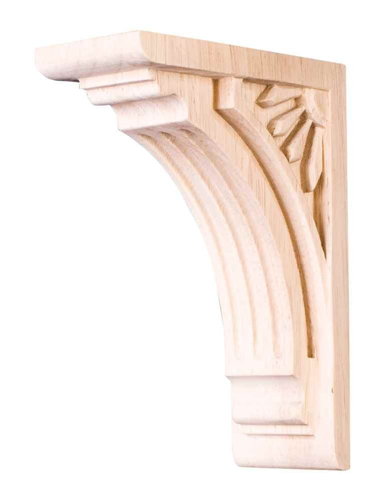 Hardware Resources COR5-1RW 2" W x 4-5/8" D x 6" H Rubberwood Art Deco Corbel