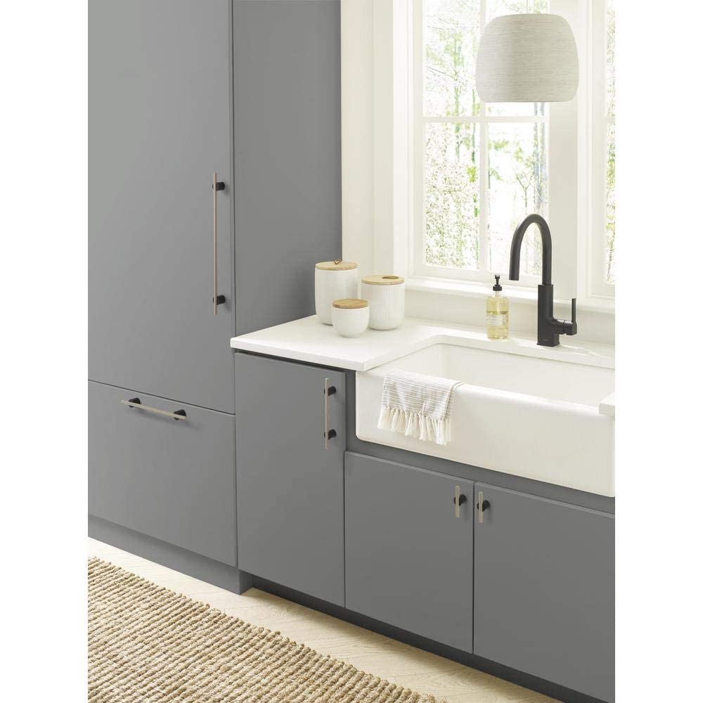 Amerock Cabinet Pull Matte Black/Silver Champagne 5/8 inch (16 mm) Center to Center Transcendent 1 Pack Drawer Pull Drawer Handle Cabinet Hardware