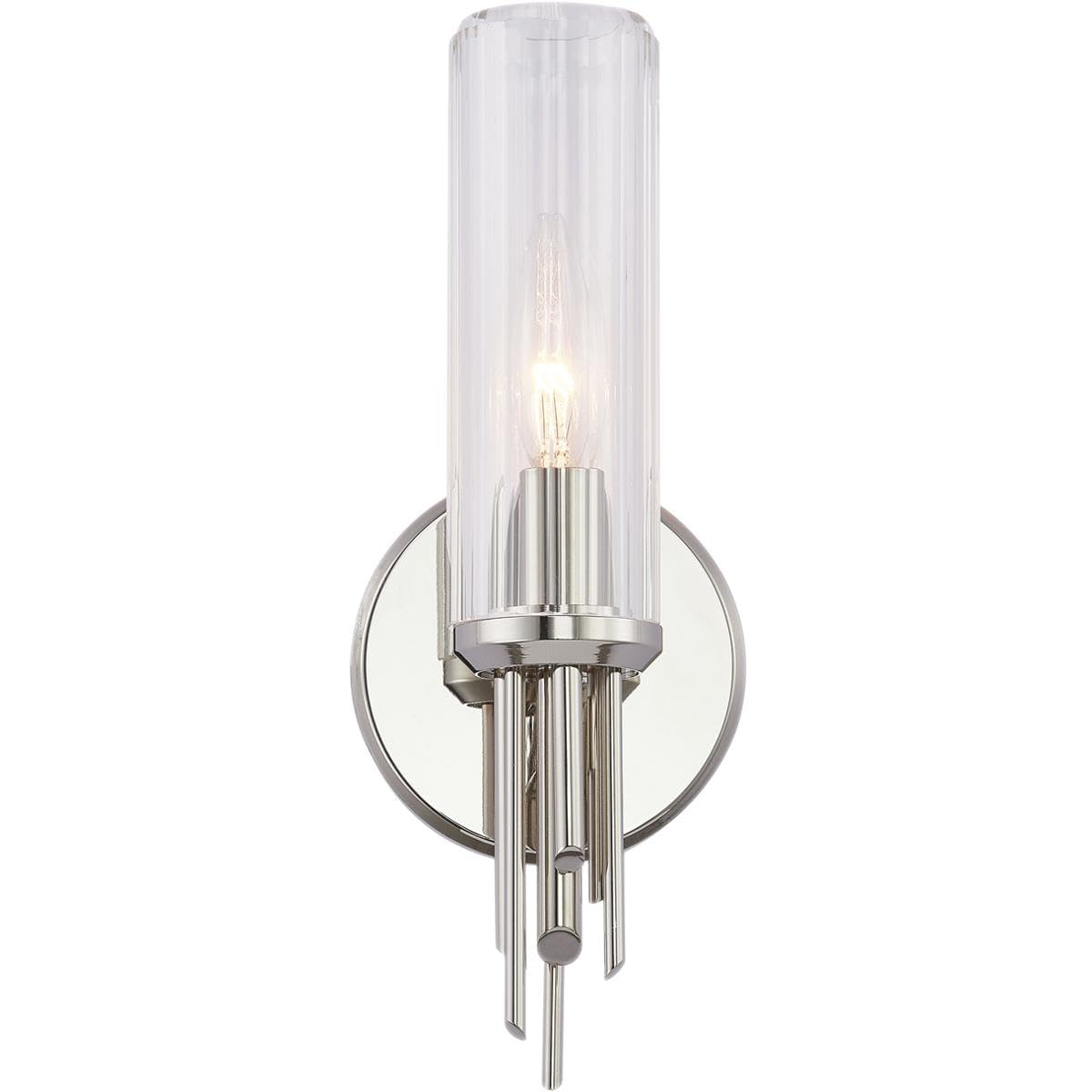 Alora WV335103PNCR TORRES 3" WV POLISHED NICKEL CLEAR RIBBED GLASS 40W E12