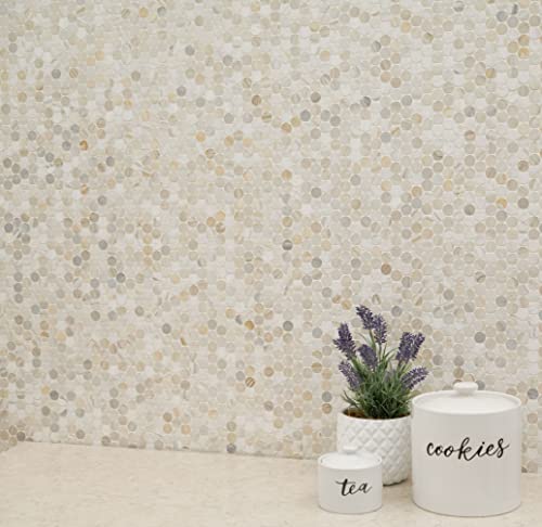 MSI Athena Gold 12 in. x 12 in. (CASE) Pennyround Honed Marble Mesh Mounted Mosaic Tile for Bathroom, Kitchen Backsplash, Accent Wall Tile, and Shower Wall Tile, Sample