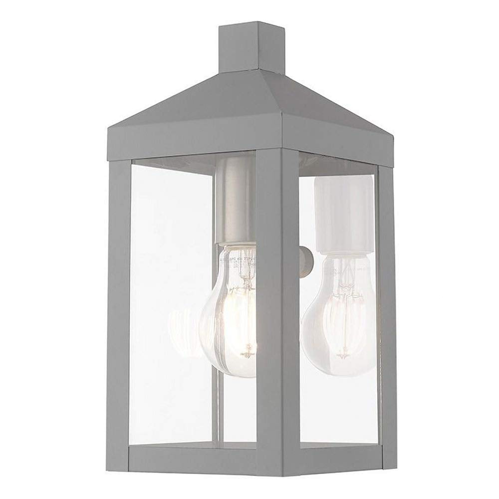 Livex Lighting 20581-80 Nyack - 10.5" One Light Outdoor Wall Lantern, Nordic Gray Finish with Clear Glass