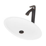 VIGO VGT1241 13.5" L -23.13" W -12.38" H Handmade Countertop Matte Stone Oval Vessel Bathroom Sink Set in Matte White Finish with Antique Rubbed Bronze Single-Handle Faucet and Pop Up Drain