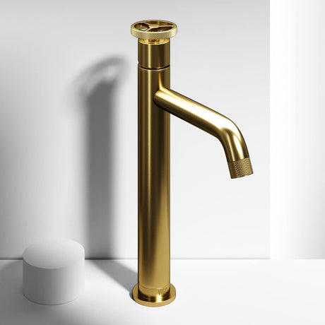 VIGO Cass 12 inch H Single Hole Single Handle Bathroom Faucet in Matte Brushed Gold - Vessel Sink Faucet VG03030MG