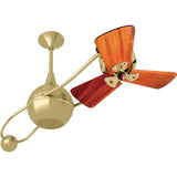 Matthews Fan B2K-BRBR-WD Brisa 360° counterweight rotational ceiling fan in Brushed Brass finish with solid sustainable mahogany wood blades.
