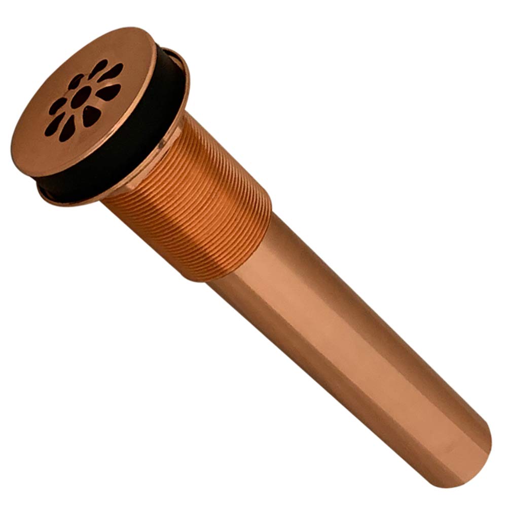 Premier Copper Products D-207PC 1.5-Inch Non-Overflow Grid Bathroom Sink Drain, Polished Coppe