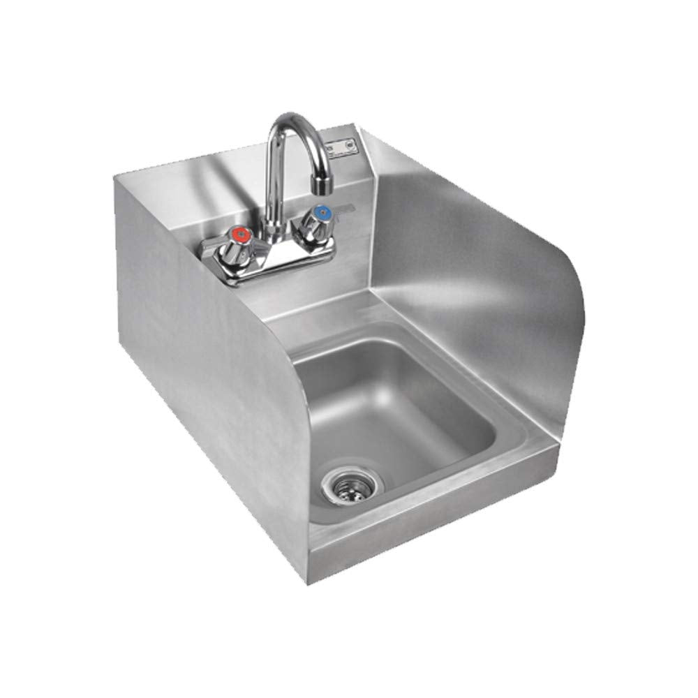 John Boos PBHS-W-0909-P-SSLR Pro-Bowl Wall Mount Hand Sink with 9"W x 9" Front to Back 5" Deep Bowl, Side Splashes & Splash Faucet