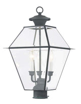 Livex Lighting 2384-61 Westover Charcoal 3 Light Outdoor Post Lantern, 22.00x12.00x12.00