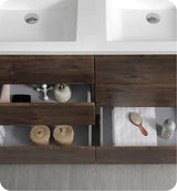 Fresca FVN93-2424RW-D Fresca Lazzaro 48" Rosewood Free Standing Double Sink Modern Bathroom Vanity w/ Medicine Cabinet