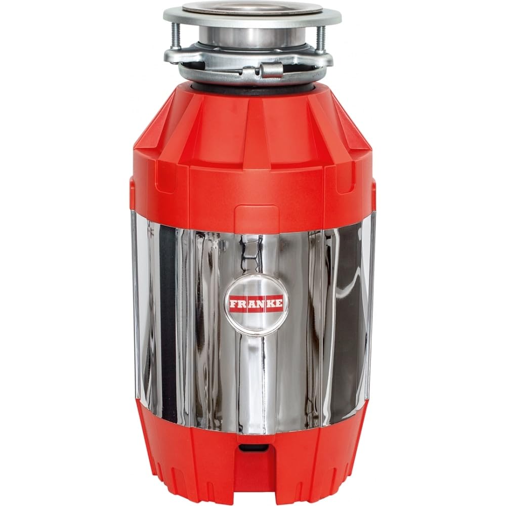 FRANKE FWDJ125 1.25 Horse Power Continuous Feed Waste Disposer Torque Master 2800 RPM Jam-Resistant Motor with Silverguard in Red/Chrome