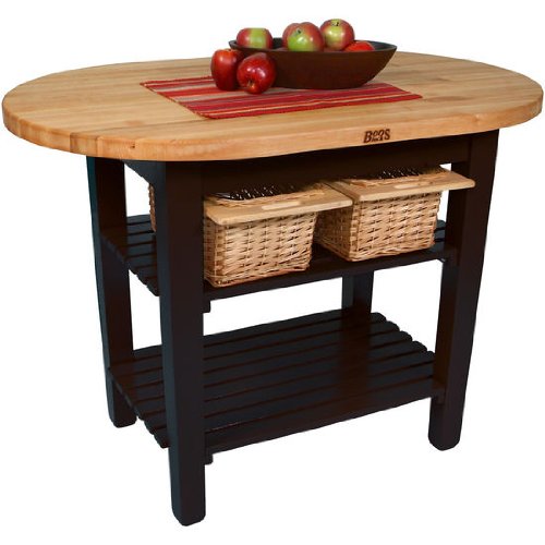 John Boos C-ELIP7230175-2S-BK Eliptical C-Table, 72 inchW, Black, 2 shelves