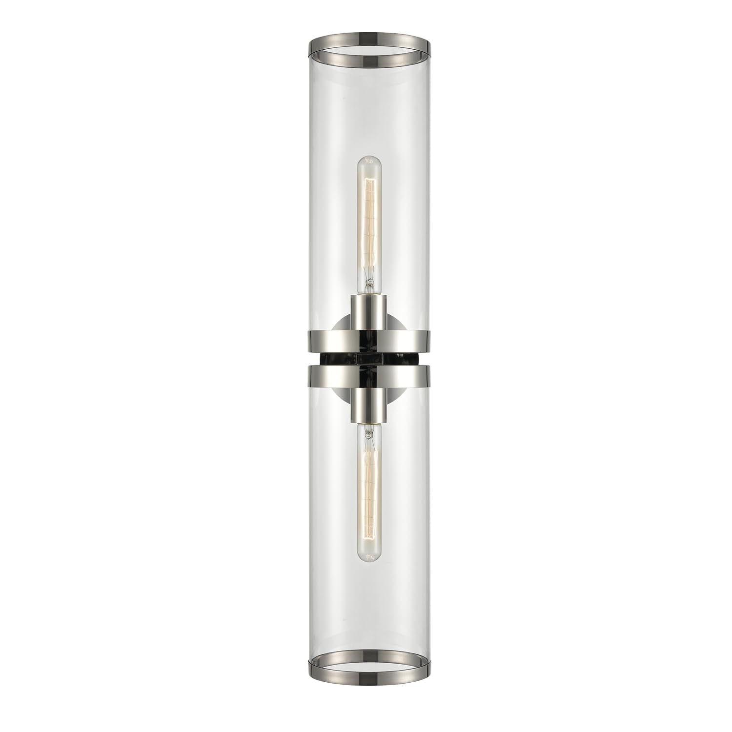 Alora WV311602PNCG REVOLVE II WALL VANITY 2 LIGHT POLISHED NICKEL CLEAR GLASS
