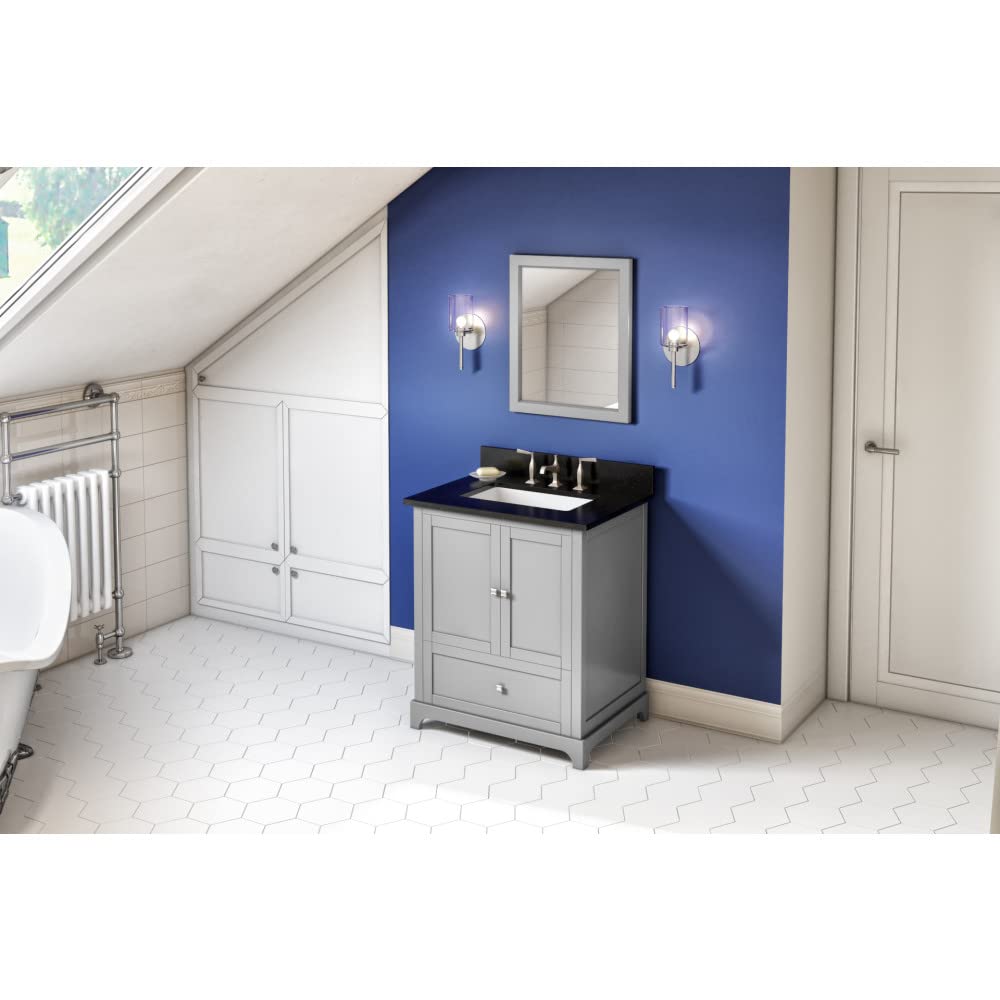 Jeffrey Alexander VKITADD30GRBGR 30" Grey Addington Vanity, Black Granite Vanity Top, undermount rectangle bowl