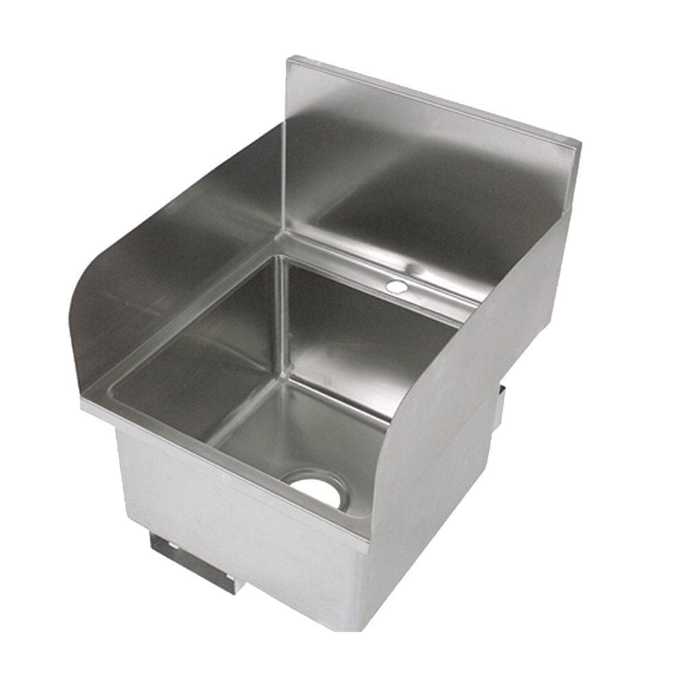 John Boos PBHS-W-1616-SSLR Stainless Steel Hand Sink, (Faucet Not Included) Left and Right Side Splash, 16" Length x Width 10" Depth