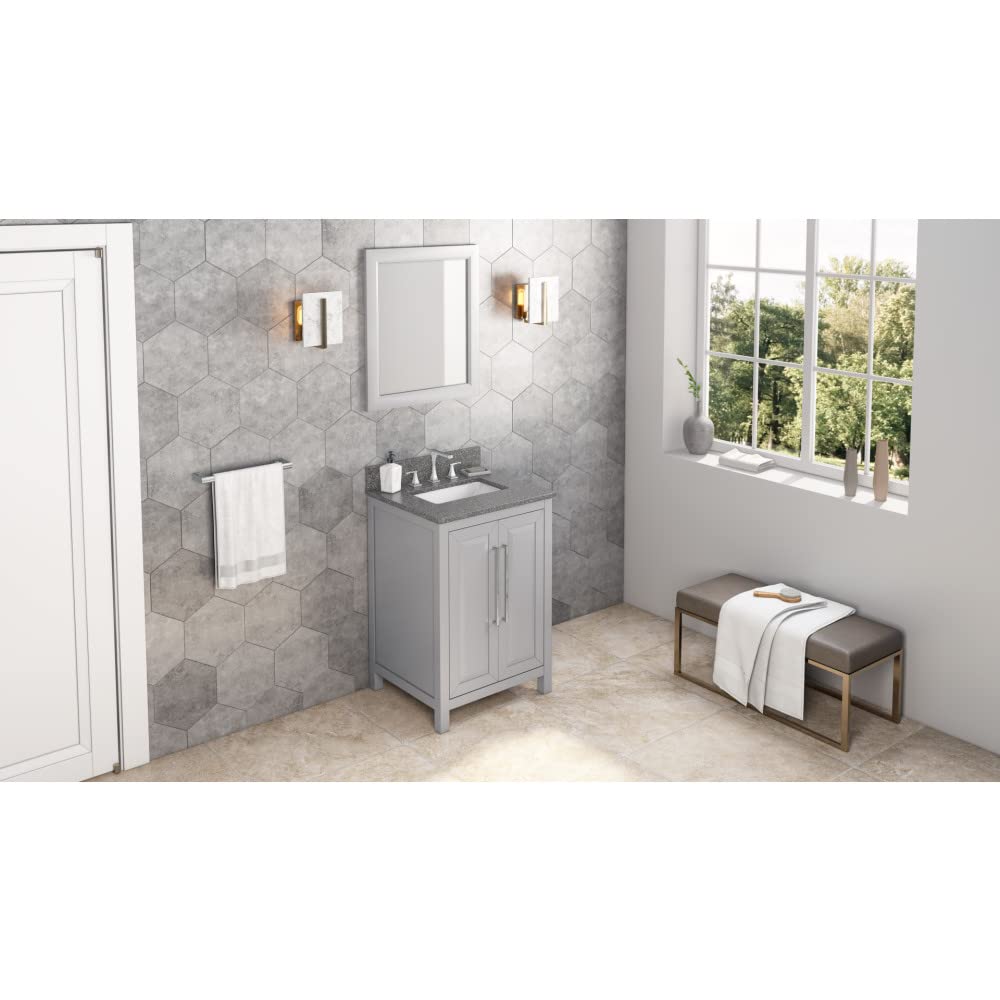 Jeffrey Alexander VKITCAD24GRBOR 24" Grey Cade Vanity, Boulder Cultured Marble Vanity Top, undermount rectangle bowl