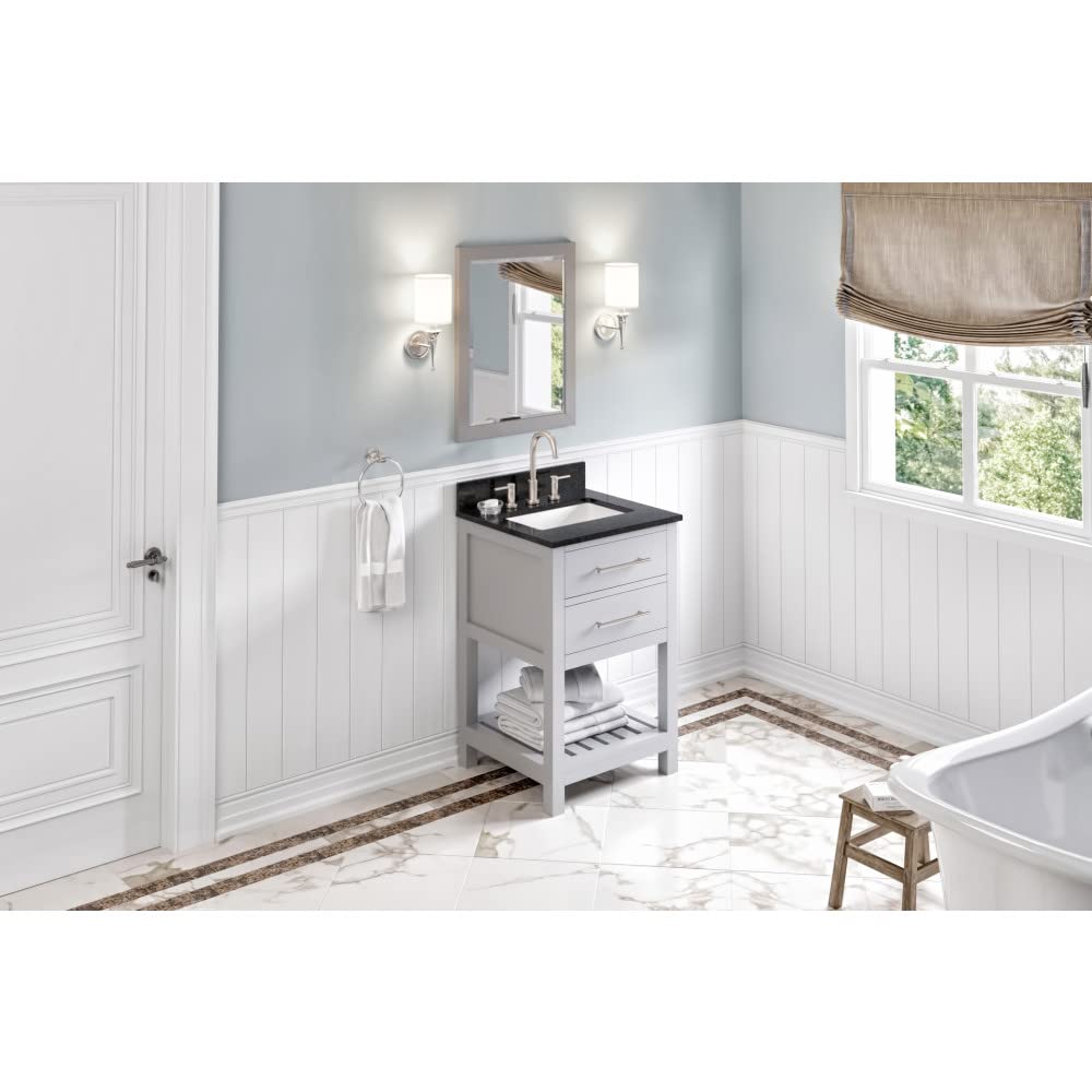 Jeffrey Alexander VKITWAV24GRBGR 24" Grey Wavecrest Vanity, Black Granite Vanity Top, undermount rectangle bowl