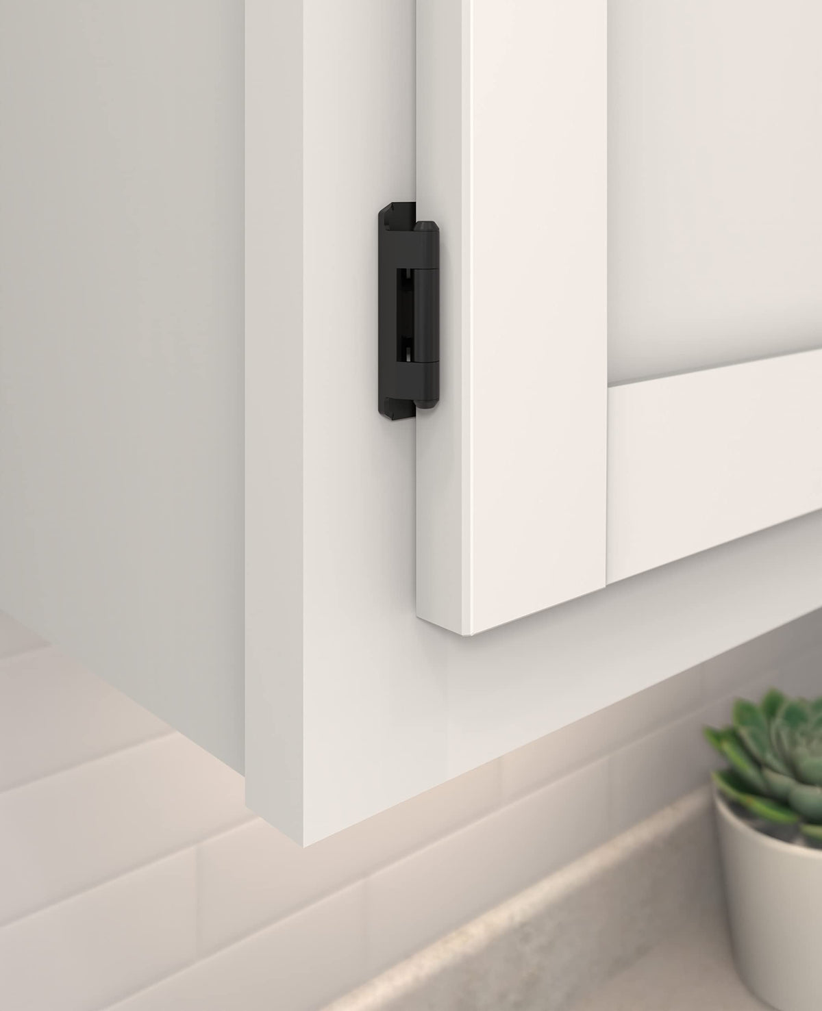 Amerock Cabinet Hinge 1/2 inch (13 mm) Overlay Hinge Matte Black 2 Pack Self-Closing Hinge Partial Wrap Hinge Cabinet Door Hinge