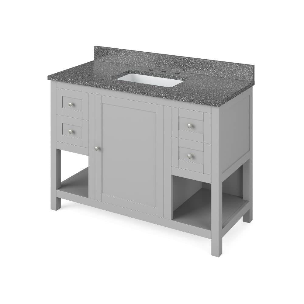 Jeffrey Alexander VKITAST48GRBOR 48" Grey Astoria Vanity, Boulder Cultured Marble Vanity Top, undermount rectangle bowl