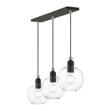 Downtown 3 Light Linear Chandelier in Black with Brushed Nickel (48974-04)