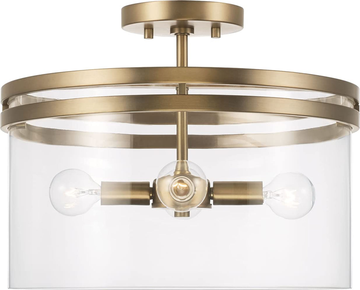 Capital Lighting 248741AD Fuller 4 Light Dual Mount Semi-Flush/Pendant Aged Brass