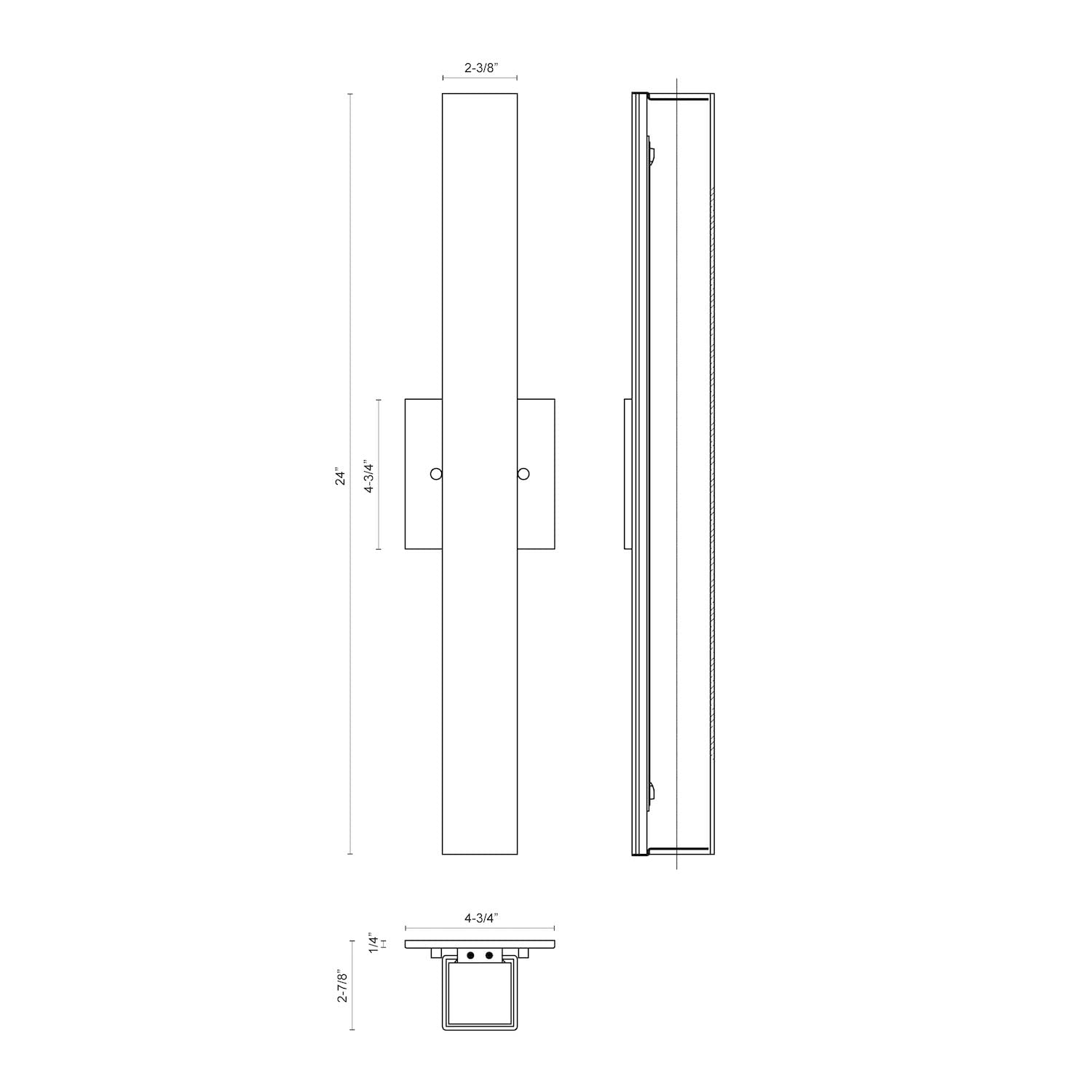 Kuzco WS8424-BN MELVILLE 24" WS Brushed Nickel 120V ELV LED 3000K 90CRI 31W