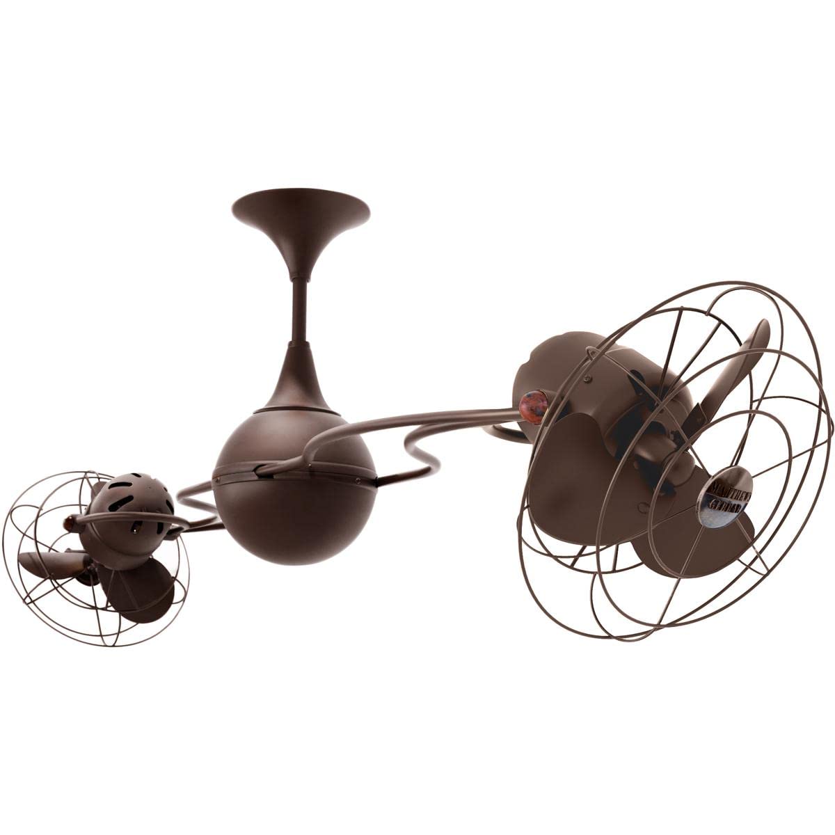 Matthews Fan IV-BZZT-MTL Italo Ventania 360° dual headed rotational ceiling fan in bronzette finish with metal blades.