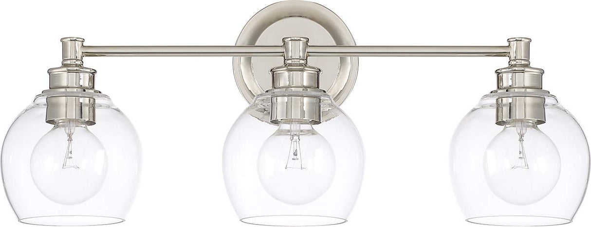 Capital Lighting 121131PN-426 Mid Century 3 Light Vanity Polished Nickel