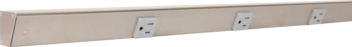 Task Lighting APT72-8G-P-SN 72" APT Series Slim Angle Power Strip, Satin Nickel Finish, Grey Receptacles