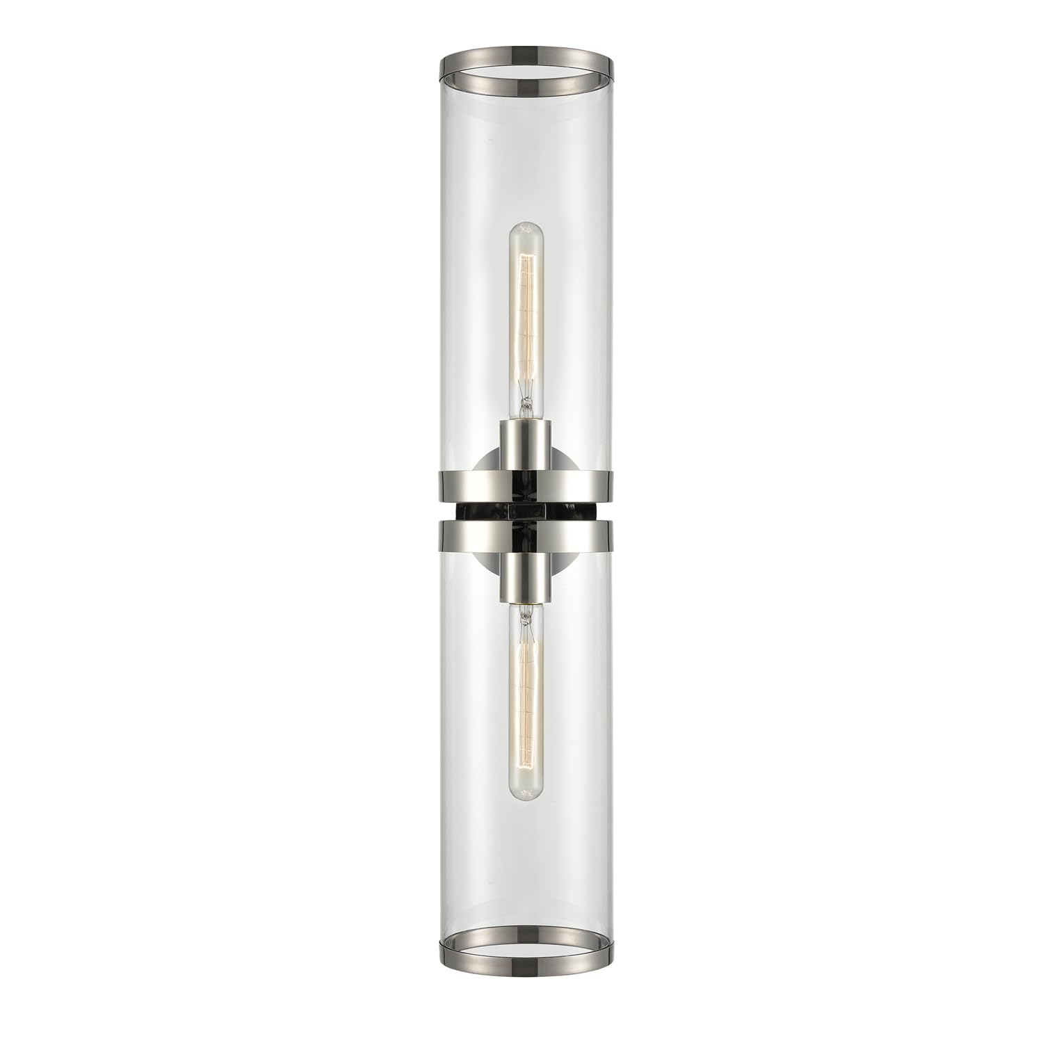 Alora WV311602PNCG REVOLVE II WALL VANITY 2 LIGHT POLISHED NICKEL CLEAR GLASS
