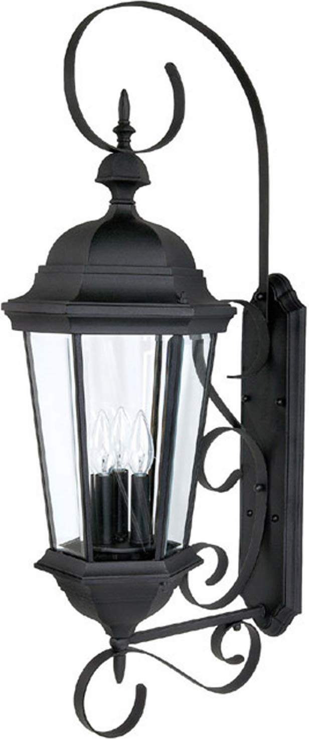 Capital Lighting 9723BK Carriage House 3 Light Outdoor Wall Lantern Black