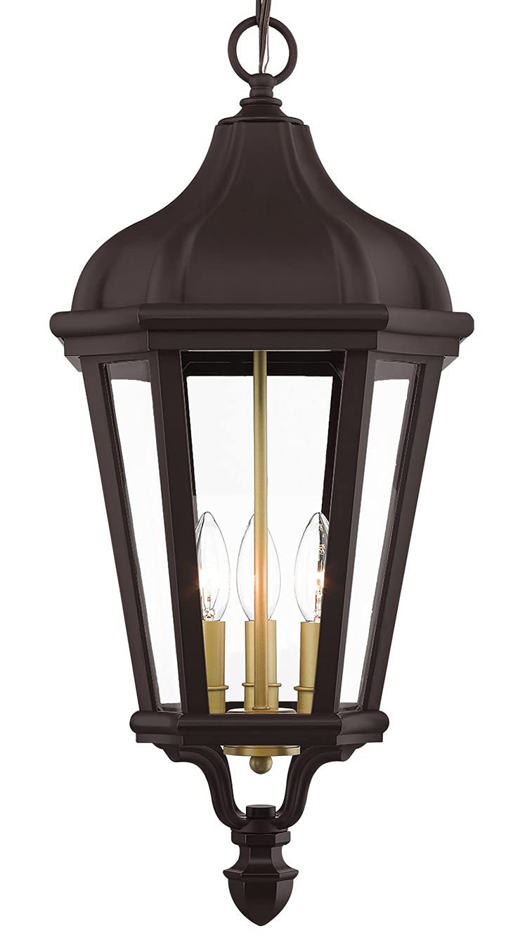 Livex Lighting 3 Light BZ Outdoor Pendant Lantern, Bronze