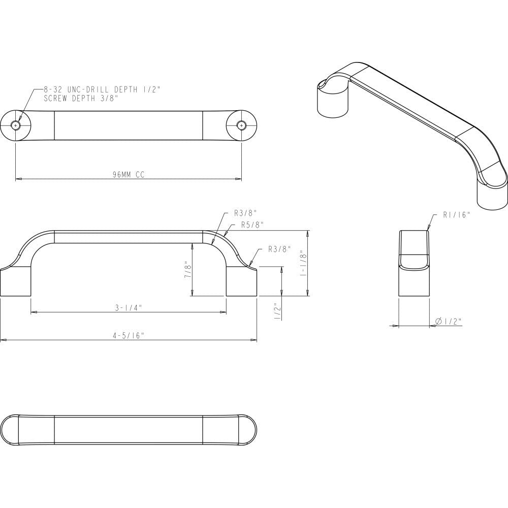 Elements 239-96MB 96 mm Center-to-Center Matte Black Brenton Cabinet Pull