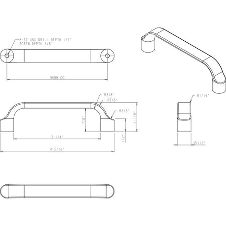 Elements 239-96MB 96 mm Center-to-Center Matte Black Brenton Cabinet Pull
