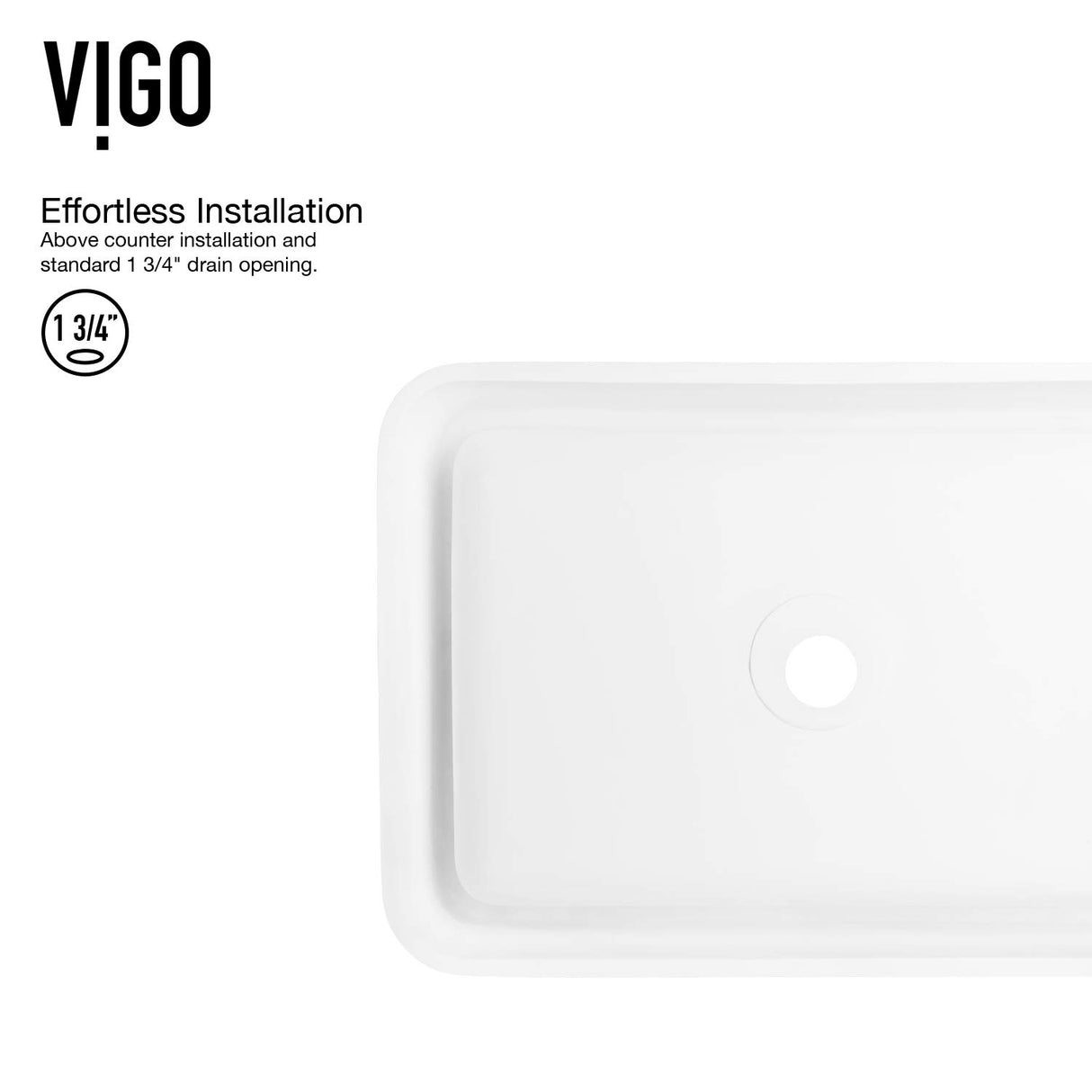VIGO VGT980 15.75" L -22.75" W -5.13" H Matte Stone Petunia Composite Rectangular Vessel Bathroom Sink in White with Faucet and Pop-Up Drain in Matte Black
