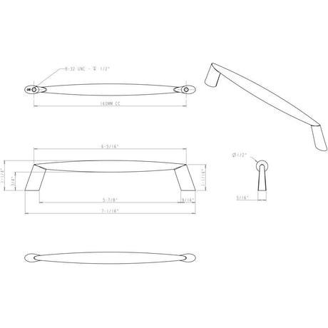 Elements 988-160MB 160 mm Center-to-Center Matte Black Zachary Cabinet Pull