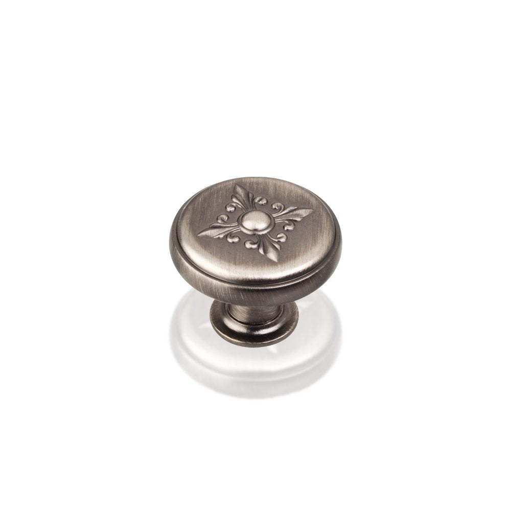 Jeffrey Alexander 417BNBDL 1-3/8" Diameter Brushed Pewter Baroque Lafayette Cabinet Knob
