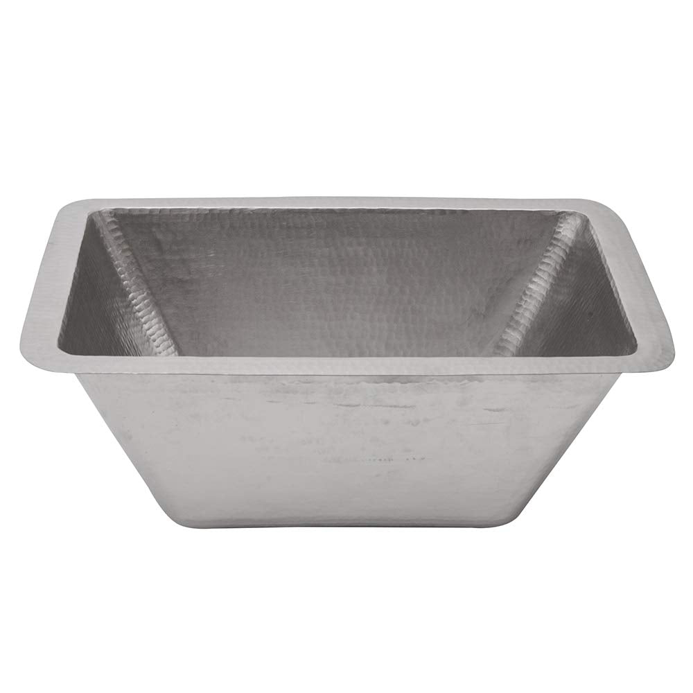 Premier Copper Products BRECEN3 17-Inch Rectangle Copper Prep Sink in Nickel w/ 3.5-Inch Drain Opening